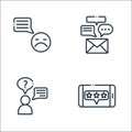 chatting and communication line icons. linear set. quality vector line set such as good review, conversation, message