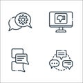 Chatting and communication line icons. linear set. quality vector line set such as speech bubbles, chat, bad review Royalty Free Stock Photo