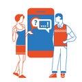 Chatting concept. chatting with chatbot on smartphone. Vector illustration