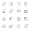 Chatting line icons collection. Conversation, Communication, Interact, Dialogue, Discussion, Engagement, Banter vector