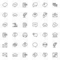 Chatting and messaging line icons set