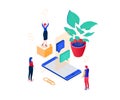 Chatting online - modern colorful isometric vector illustration