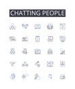 Chatting people line icons collection. Talking friends, Chirping birds, Whispering secrets, Gossiping girls, Babbling Royalty Free Stock Photo