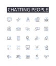 Chatting people line icons collection. Talking friends, Chirping birds, Whispering secrets, Gossiping girls, Babbling