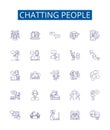 Chatting people line icons signs set. Design collection of Conversing, Chatting, Connecting, Interacting, Gossiping