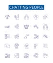 Chatting people line icons signs set. Design collection of Conversing, Chatting, Connecting, Interacting, Gossiping Royalty Free Stock Photo