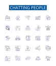 Chatting people line icons signs set. Design collection of Conversing, Chatting, Connecting, Interacting, Gossiping Royalty Free Stock Photo