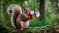 Chatty Squirrel Spreading News in the Woods. Concept Forest Gossip, Squirrel Friends, Nature