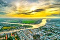 Chau Doc city, An Giang Province, Viet Nam, aerial view Royalty Free Stock Photo