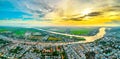 Chau Doc city, An Giang Province, Viet Nam, aerial view Royalty Free Stock Photo