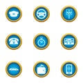 Chauffeur icons set, flat style