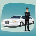 Chauffeur of limousine or lincoln Royalty Free Stock Photo