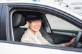 Chauffeur smiling at camera Royalty Free Stock Photo