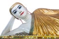 Chauk htat gyi reclining buddha sweet eye buddha, yangon, myanmar isolated on white background Royalty Free Stock Photo
