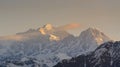 Chaukhamba peaks during sunrise from Deoria Tal lake Royalty Free Stock Photo