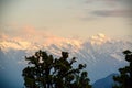 Chaukhamba peaks during sunrise from Deoria Tal lake Royalty Free Stock Photo