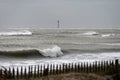 Chauveau lighthouse, Re island in the sea during windstorm