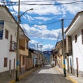 Chavin de Huantar, Ancash / Peru: 12 June, 2016: deserted main street of the town of Chavin de Huantar in Peru
