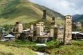 Chazhashi village with fortified medieval towers,part of highest European settlement Ushguli,Svaneti, Georgia, Caucasus, unesco h