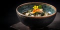 Chazuke in dish on black background Royalty Free Stock Photo