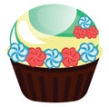 Chcolate cupcake with flower decorationillustration vector
