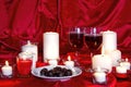 Chcolates, Wine and Candles Royalty Free Stock Photo