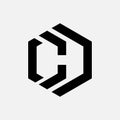 CHD Hexagon Negative Space Logo Design Royalty Free Stock Photo