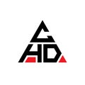 CHD triangle letter logo design with triangle shape. CHD triangle logo design monogram. CHD triangle vector logo template with red Royalty Free Stock Photo