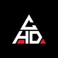 CHD triangle letter logo design with triangle shape. CHD triangle logo design monogram. CHD triangle vector logo template with red Royalty Free Stock Photo