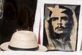 Che Guevara Print on newspaper, Cuban straw hat, Havana