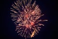 Cheap beautiful bright fireworks, red-yellow, in the night sky Royalty Free Stock Photo