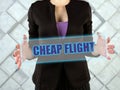 CHEAP FLIGHT text in virtual screen. Cheapflights is a travel fare metasearch engine