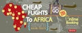 Cheap Flight To Africa 1500x600 Banner. Royalty Free Stock Photo