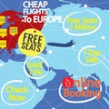 Cheap Flight To Europe Banner Vector Royalty Free Stock Photo