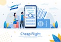 Cheap Flights Flat Vector Advertising Banner Royalty Free Stock Photo