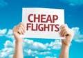 Cheap Flights card with sky background Royalty Free Stock Photo