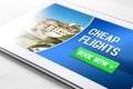 Cheap flights for sale on internet Royalty Free Stock Photo