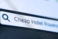 Cheap Hotel Room text in the search bar Royalty Free Stock Photo