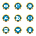 Cheap money icons set, flat style