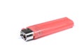 Cheap pink plastic gas disposable lighter Royalty Free Stock Photo