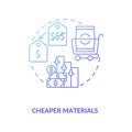 Cheaper materials concept icon