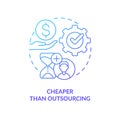 Cheaper than outsourcing blue gradient concept icon