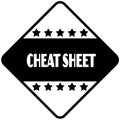 CHEAT SHEET on black diamond shaped sticker label.