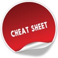 CHEAT SHEET text on realistic red sticker on white background.