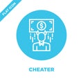 cheater icon vector from corruption elements collection. Thin line cheater outline icon vector illustration. Linear symbol for