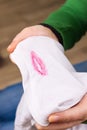 Cheating proof: lipstic marks on husband's t-shirt