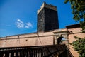 Cheb, Western Bohemia, Czech Republic, 14 August 2021: Gothic stone castle, medieval historic fortress or stronghold in sunny