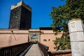 Cheb, Western Bohemia, Czech Republic, 14 August 2021: Gothic stone castle, medieval historic fortress or stronghold in sunny