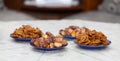 Chebakiah and dates. Ramadan and iftar concept. chebakia and dates for iftar.