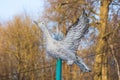 Cheboksary Russia - 10 December 2019: Statue of duck as symbil of chuvash Republic in the Lakreevskiy les